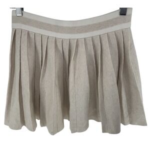 New! Women's Aerie Sz Small Tan White Pleated Skirt